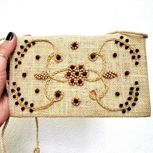 Vintage Purse with Hemp and Wooden Beads